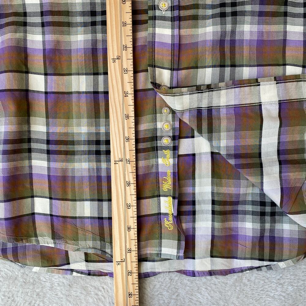 Robert Graham Freshly Laundered Shirt Men XXL Purple Plaid Embroidered Button Up - Picture 11 of 12